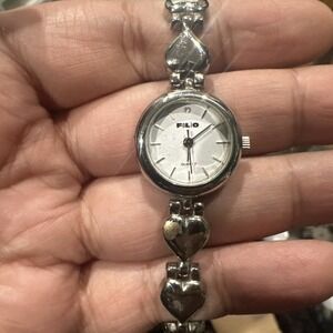 Works Folio Heart Shape Metal Gold Tone Hearts. New battery Fit 6in Wrist